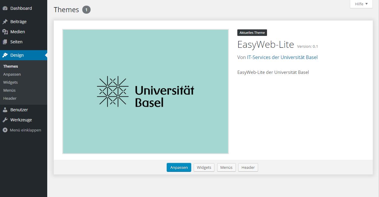 Das Standard Theme von easyWeb Lite.